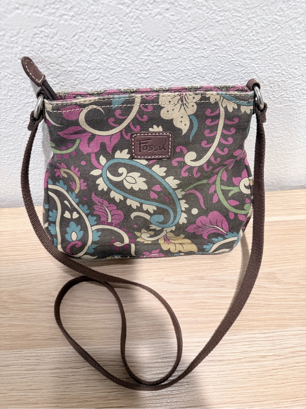 Vintage Paisley Canvas Crossbody Bag